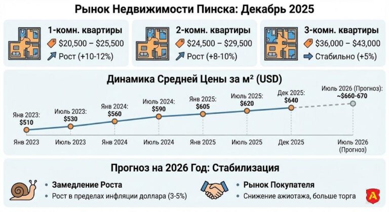 📊 Отчет о рынке недвижимости Пинска и прогноз цен на 2026 год