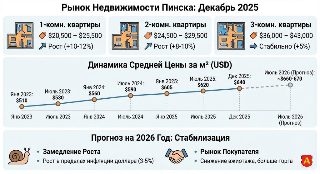 📊 Отчет о рынке недвижимости Пинска и прогноз цен на 2026 год